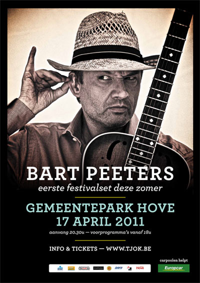 Bart Peeters: eerste festivalset van de zomer. Gemeentepark Hove 17 april 2011